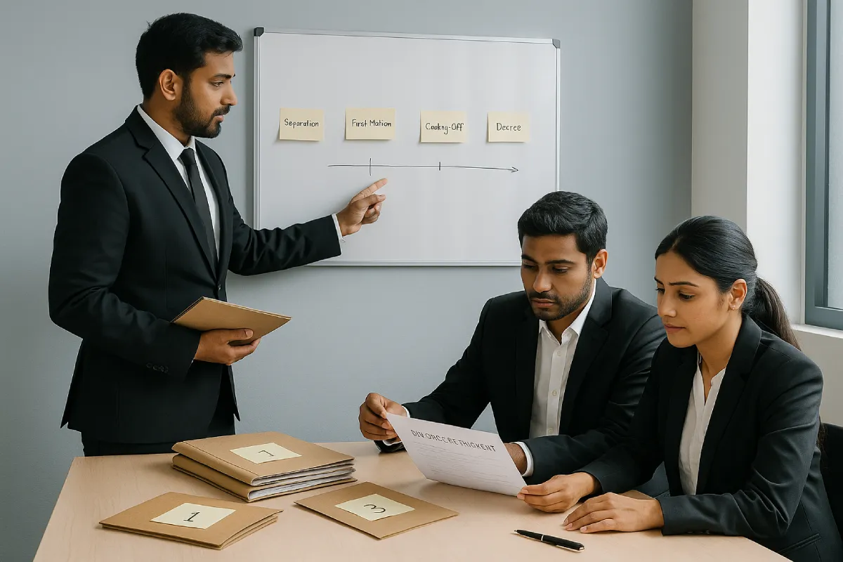Legal team mapping Uncontested Divorce vs Contested Divorce steps