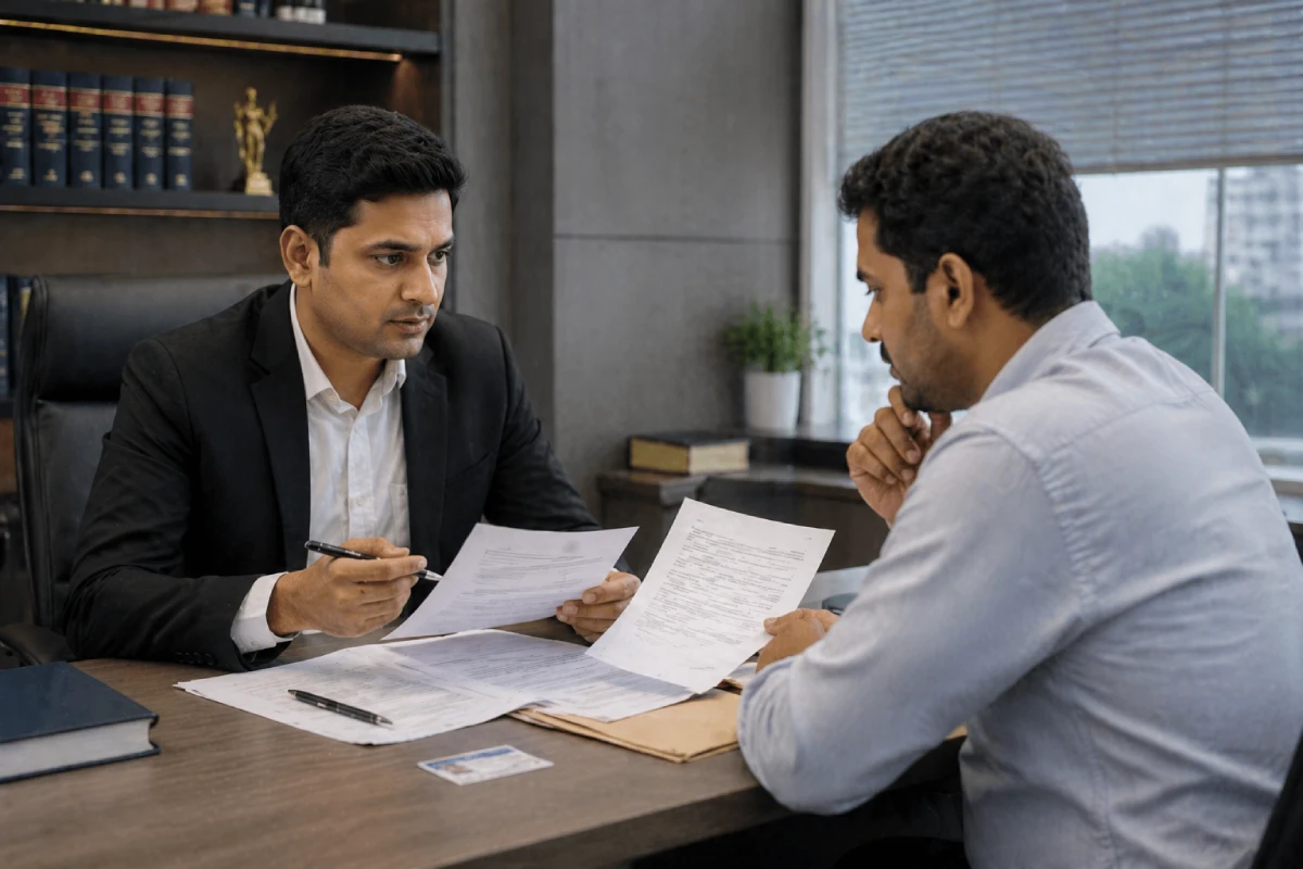 Lawyer advising client on police notice and court summons in Bengaluru