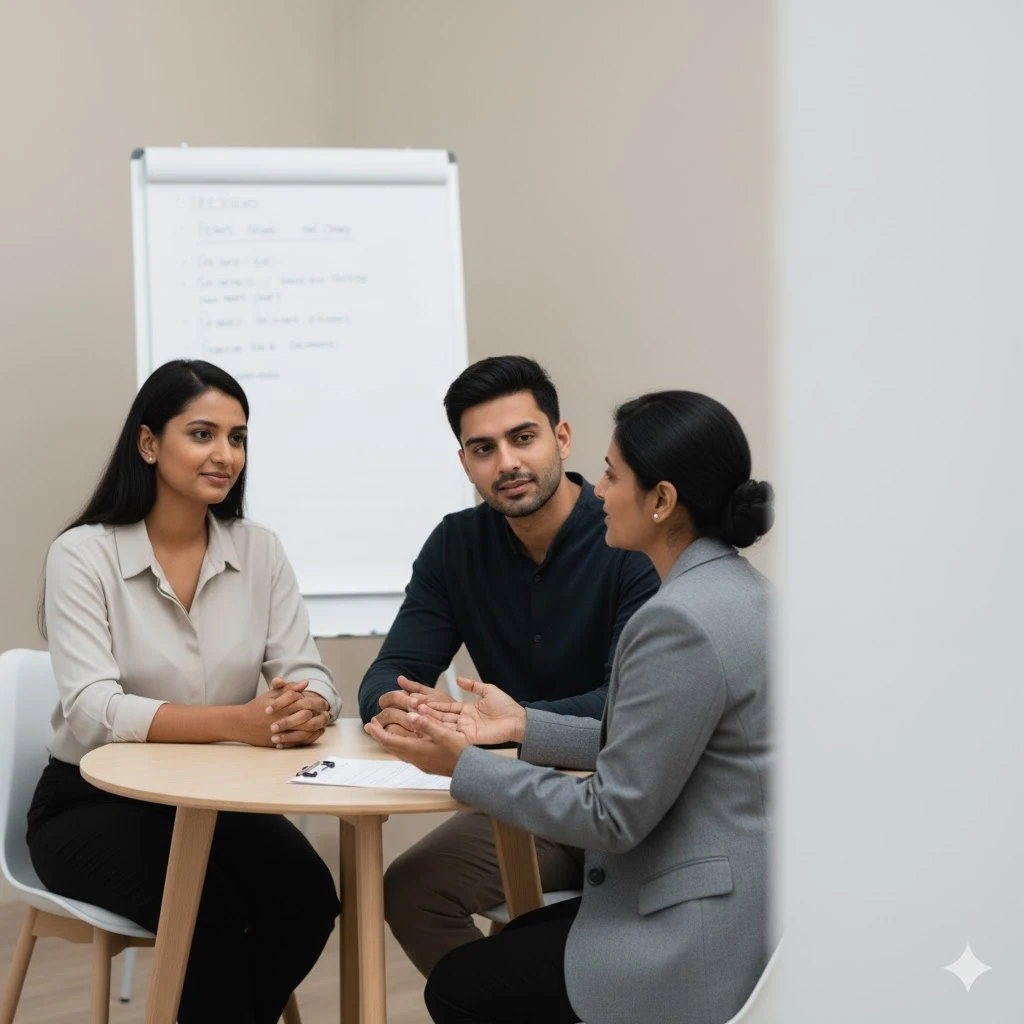 Issue-by-issue discussion in divorce mediation: Indian couple reviews custody and budget