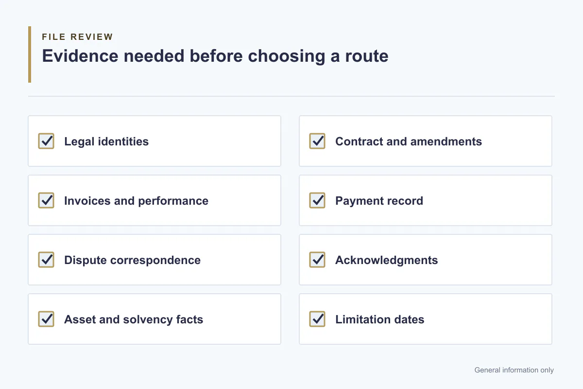 Evidence for choosing a business debt route