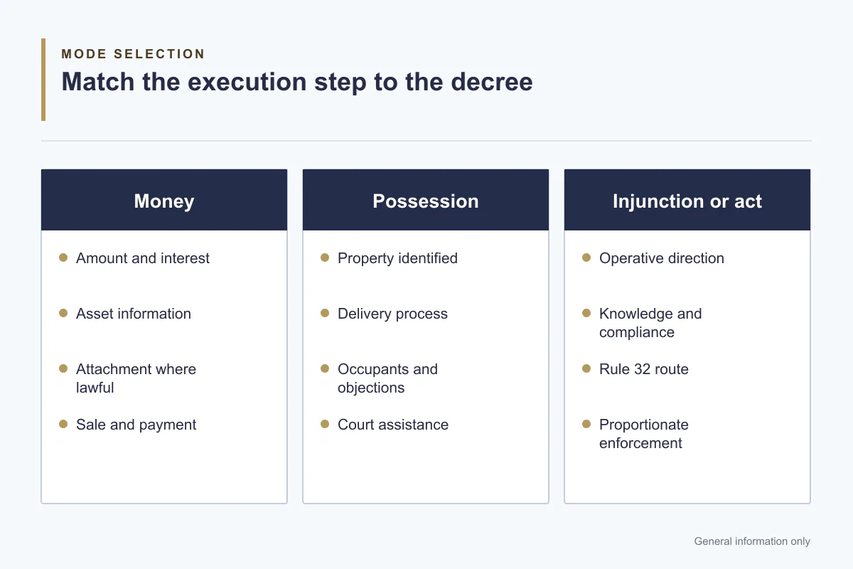 Execution modes for different decree types