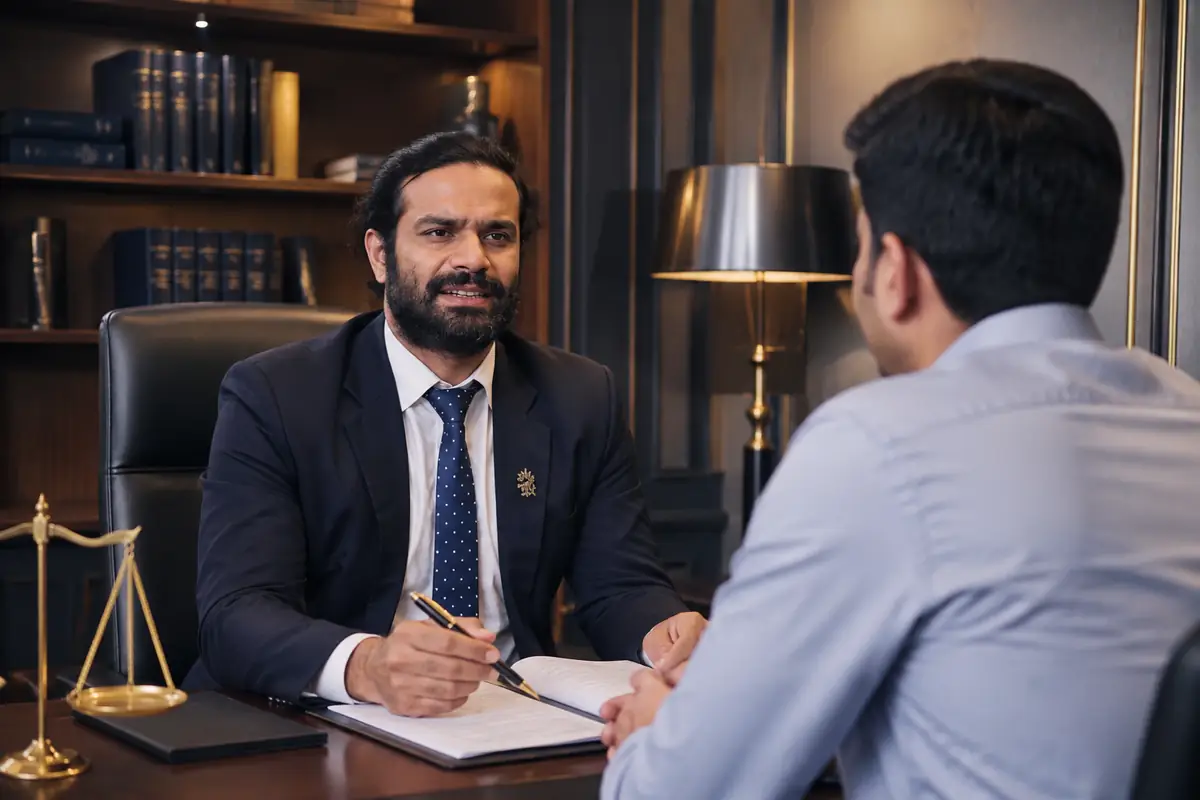 Aiyappa B.T. taking instructions from a client at ManAt Legal